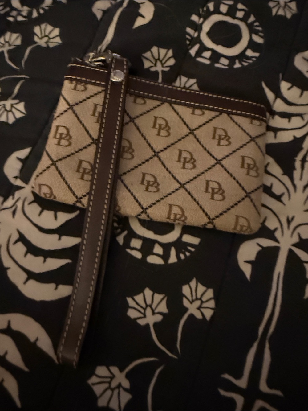 Dooney & Bourke Beige and Brown Monogram Wristlet